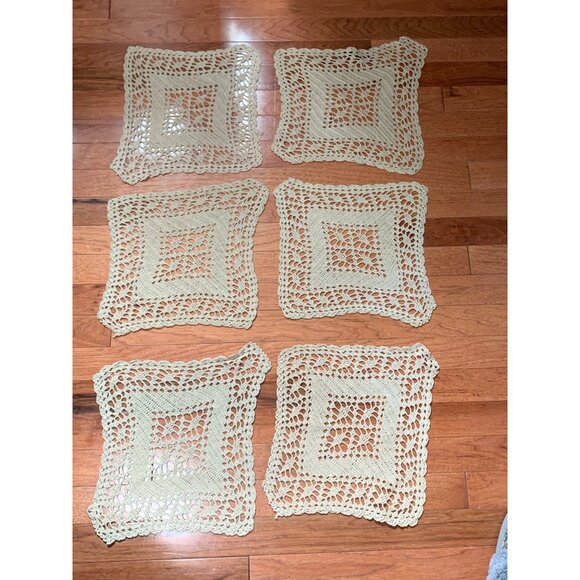 Set of 6 Handcrafted Beige Crochet Cotton Lace Doilies Home Decor 10"x11" - Picture 11 of 11